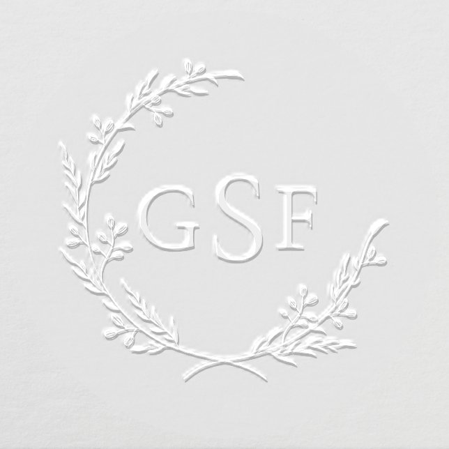 Botanical Wreath 3 Initial Monogram Embosser (Design)