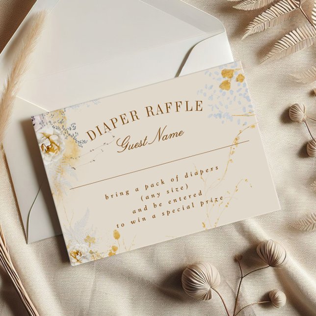 botanical wreath baby shower diaper raffle note card (Creator Uploaded)