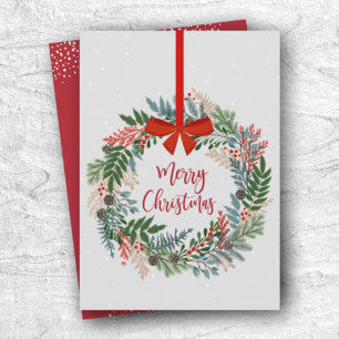 Botanical Wreath Christmas Holiday Card