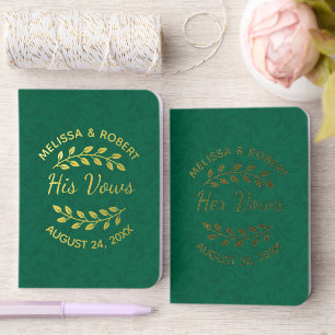Botanical Wreath Custom Names Green Wedding Foil Vow Books