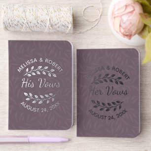 Botanical Wreath Custom Names Purple Wedding Foil Vow Books