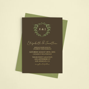 Botanical Wreath Earth Tone Wedding Foil Invitation