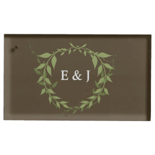 Botanical Wreath Earth Tone Wedding Place Card Holder