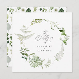 Botanical wreath elegant modern delicate wedding invitation