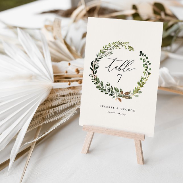 Botanical wreath elegant wedding table number  foam board (Creator Uploaded)