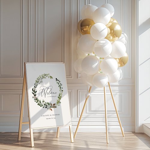 Botanical wreath elegant wedding welcome decor foam board