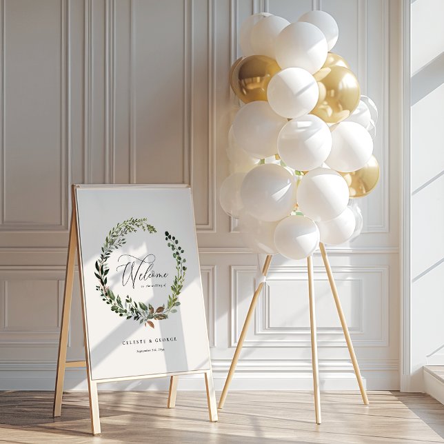 Botanical wreath elegant wedding welcome decor foam board (Creator Uploaded)