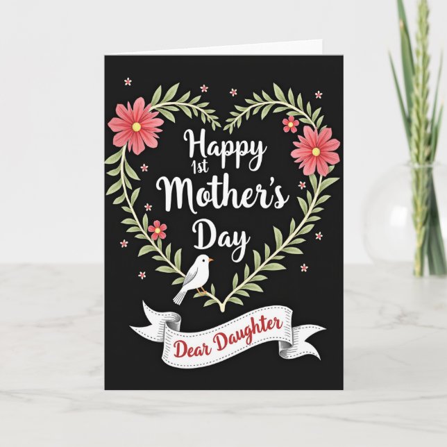 Botanical Wreath First Mothers Day Card (Front)