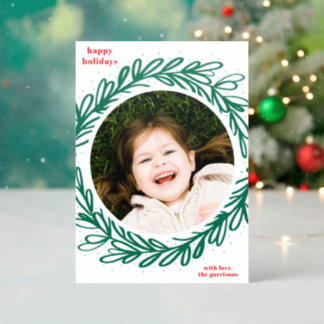 Botanical Wreath Frame Letterpress Photo Cards