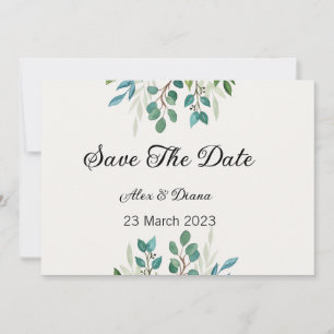 Botanical wreath Greenery square save the Date Holiday Card