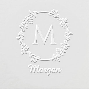 Botanical Wreath Initial and Name Monogram #2 Embosser