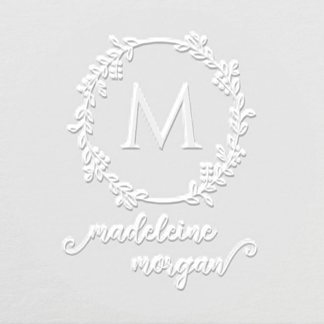 Botanical Wreath Initial and Name Monogram Embosser (Design)
