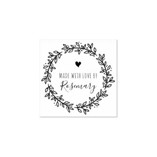 Botanical Wreath Made With Love By Rubber Stamp