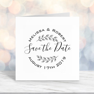 Botanical Wreath Modern Wedding Save the Date 2 Self-inking Stamp