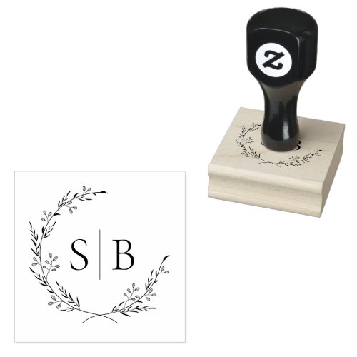 Botanical Wreath Monogram Rubber Stamp