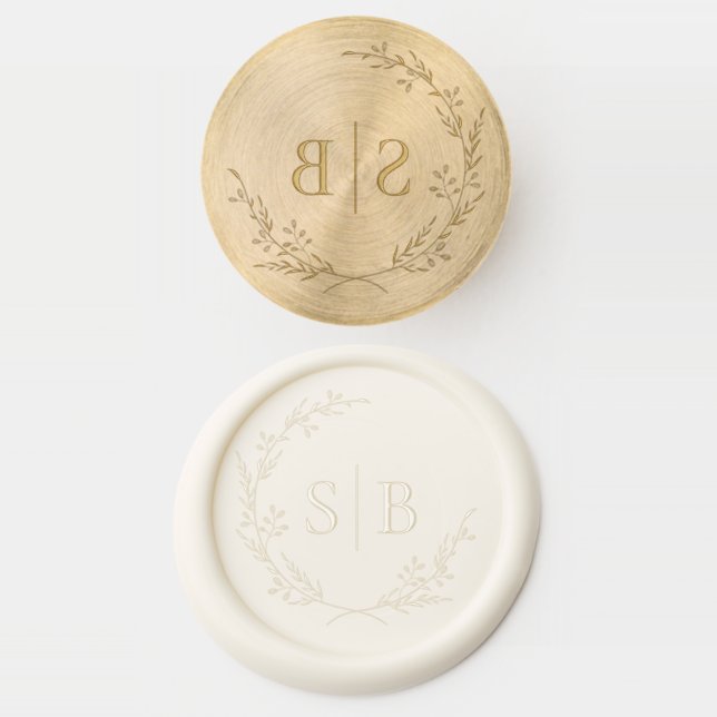 Botanical Wreath Monogram Wax Seal Stamp (Stamped)