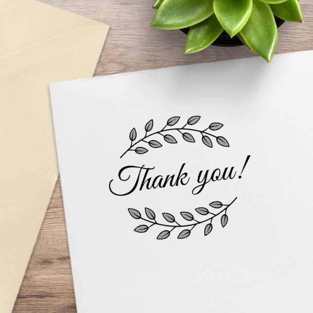 Botanical Wreath Top Bottom Thank You Rubber Stamp (Creator Uploaded)