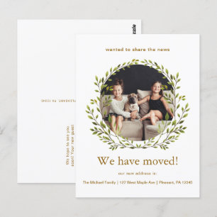 Botanical Wreath We Have Moved New Address Photo Postcard