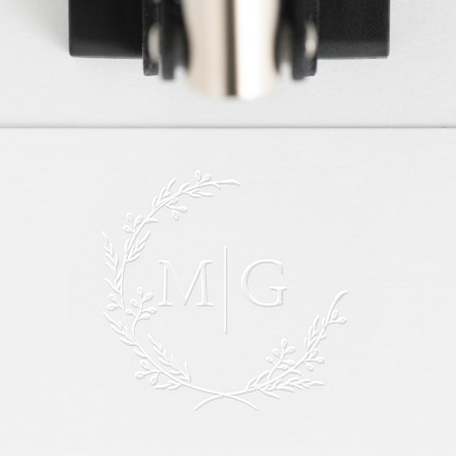 Botanical Wreath Wedding Monogram Embosser (Front)
