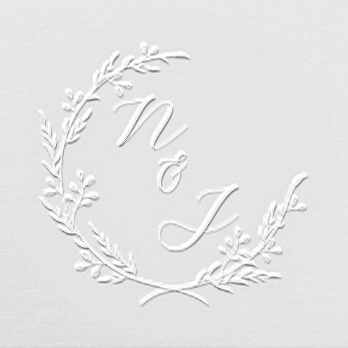 Botanical Wreath Wedding Monogram Embosser