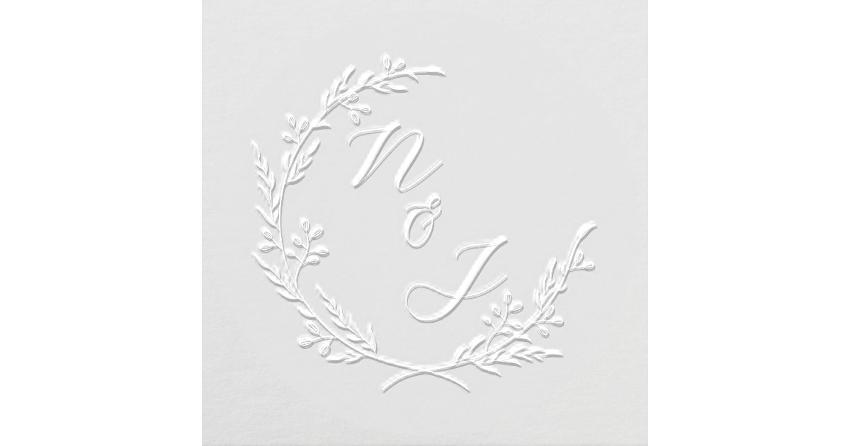Botanical Wreath Wedding Monogram Embosser Zazzle