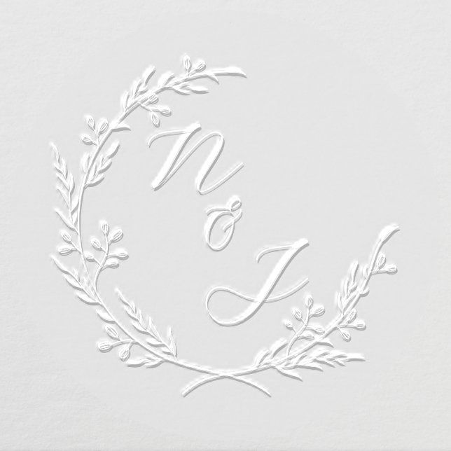 Botanical Wreath Wedding Monogram Embosser (Design)