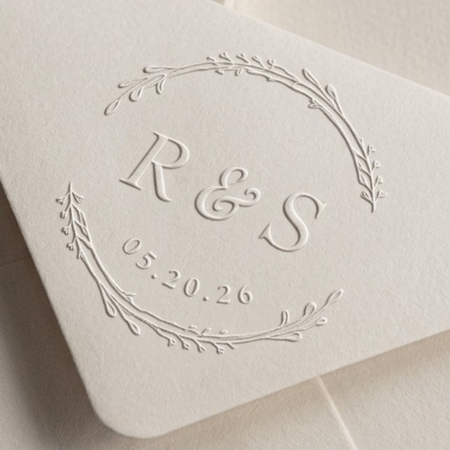 Botanical Wreath Wedding Monogram Embosser (Creator Uploaded)