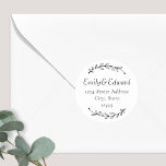 Botanical Wreath Wedding Return Address Classic Round Sticker<br><div class="desc">Custom-designed circular wedding return address labels featuring elegant hand-drawn laurel wreath. Personalize with couple/bride and groom's names and address. Perfect for adding a touch of style to wedding envelopes,  gifts,  favors,  new home announcements,  and more!</div>