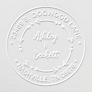 Botanical Wreath Wedding Return Address Embosser