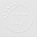 Botanical Wreath Wedding Save the Date Embosser<br><div class="desc">Create a perfect modern touch with this personalized Save the Date stamp with circular lettering and hand-drawn leaves wreath.</div>