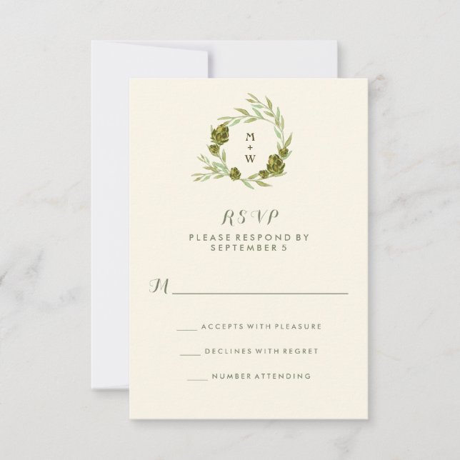 Botanical Wreath with Leaves and Artichokes RSVP (Front)