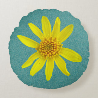Botanical Yellow Arnica Wildflower on any Color Round Pillow