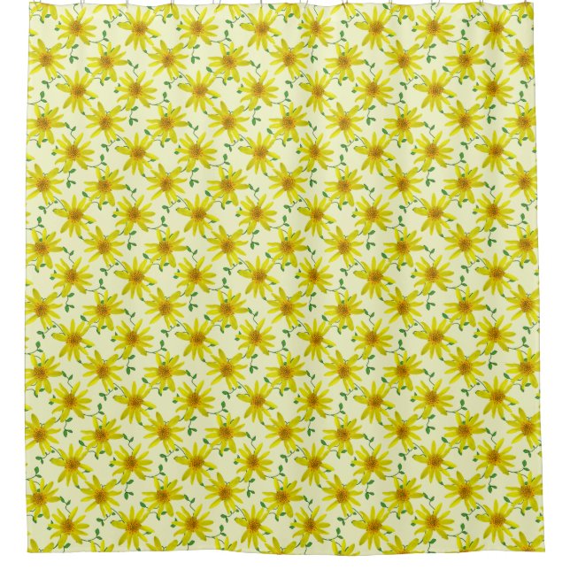 Botanical Yellow Arnica Wildflower on any Color Shower Curtain (Front)