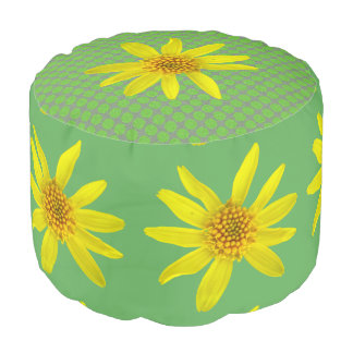 Botanical Yellow Wildflower Floral Pattern Pouf