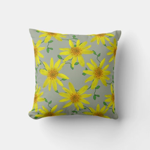 Botanical Yellow Wildflower on any Color Throw Pillow