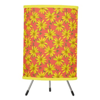 Botanical Yellow Wildflower On Any Color Tripod Lamp by KreaturFlora at Zazzle