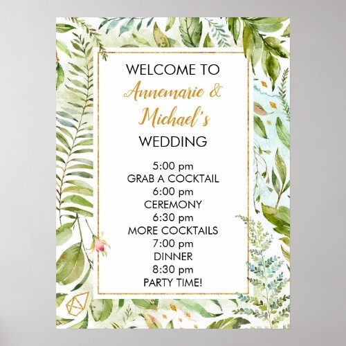 Botanicals Crystals Wedding Ceremony Welcome Sign