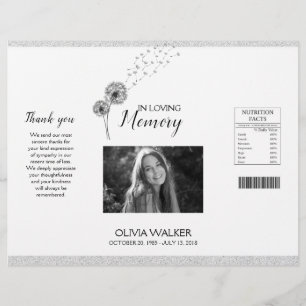 Botanicals Funeral Chip Bag, Obituary Chip Bag Flyer
