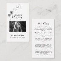 Botanicals Memorial Poem Funeral Prayer Card