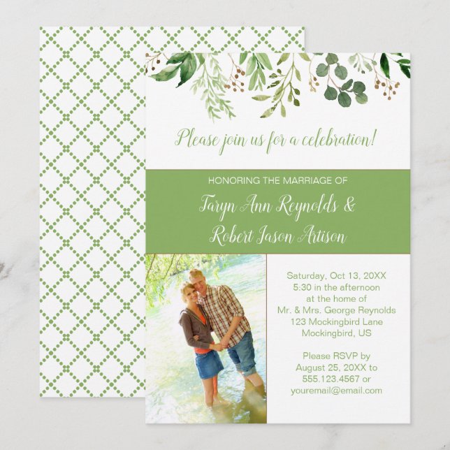 Botanicals Photo Block Reception Only Invitation | (Front/Back)