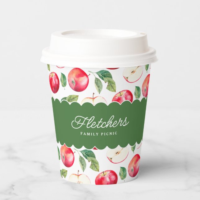 Botanicals Red Apples Customizable Paper Cups (Front)