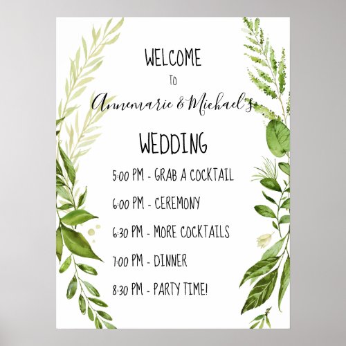 Botanicals Wedding Ceremony Dinner Welcome Sign