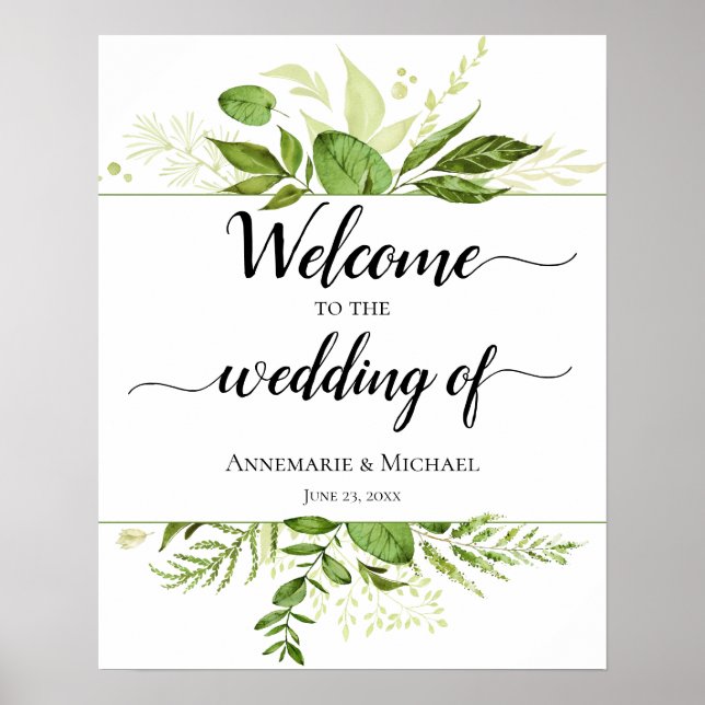 Botanicals "Welcome To The Wedding Of" Sign (Front)