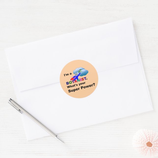 Botanist Superhero humor Classic Round Sticker (Envelope)