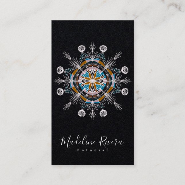 Botany Florist  Yoga Boho Mandala Business Card (Front)