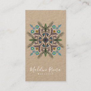 Botany Florist  Yoga Greenery Mandala Kraft Business Card