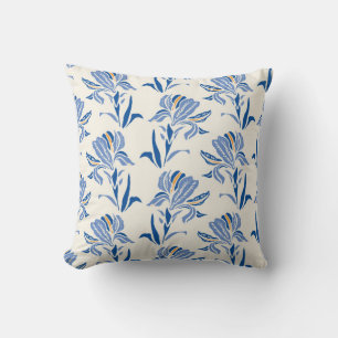 Botany Geometric Baroque Iris Flower Pattern. Seam Throw Pillow