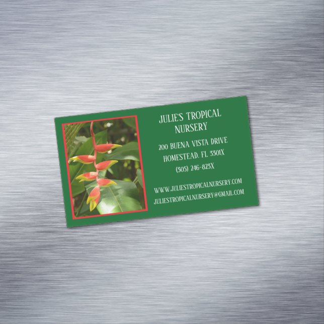 Botany Green Plant Nursery Tropical Plants  Business Card Magnet (In Situ)