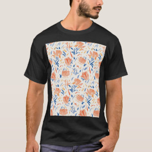 Botany linocut baroque: floral seamless background T-Shirt