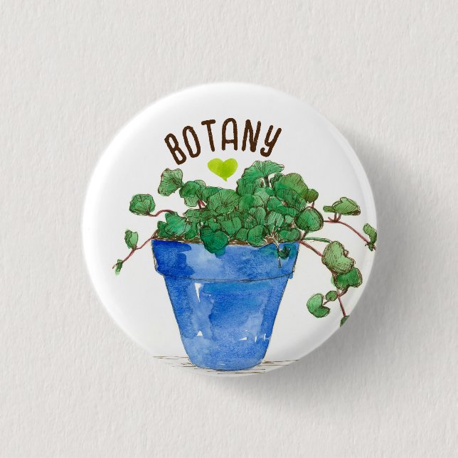 Botany Love Gotu Kola Herb Potted Plant Blue  Button (Front)